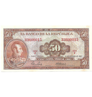 Colombia 50 Pesos Oro 1967....