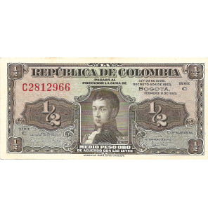 Colombia 1/2 Peso Oro 1953....