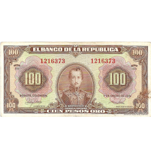 Colombia 100 Pesos Oro 1951...
