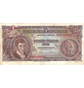 Colombia 20 Pesos Oro 1961....
