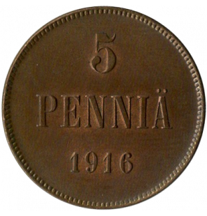 Finlandia 5 Pennia 1916 KM...