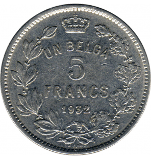 Belgica 5 Francos 1932 KM...