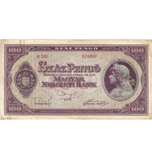 Hungria 100 Pengo 1945. NO UNC