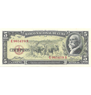 Cuba 5 Pesos 1958 Pick 91a