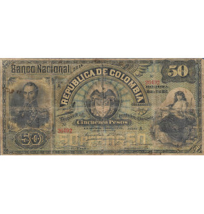 Colombia 50 Pesos 1888. NO UNC