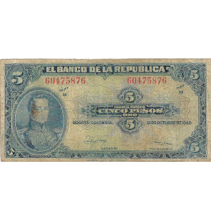 Colombia 5 Pesos Oro 1949....