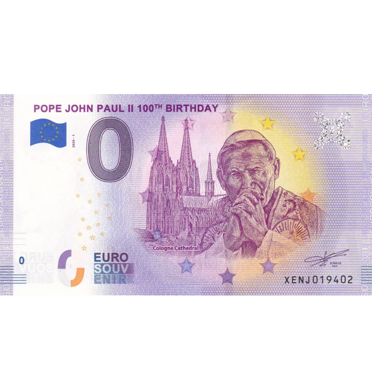 0 Euro Souvenir Papa John Paul II 100th Birthday
