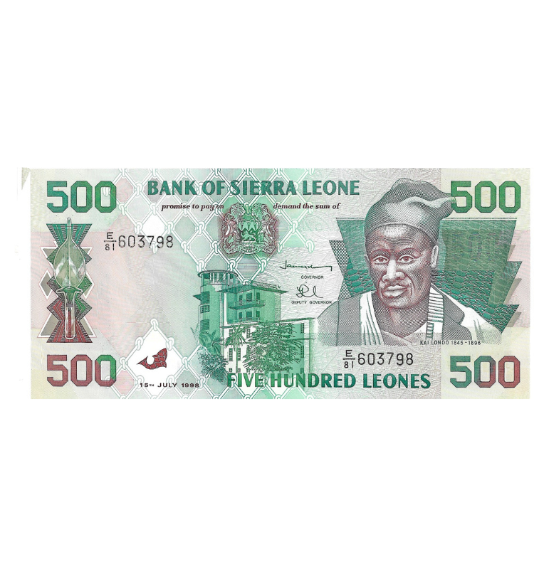 Sierra Leona 500 Leones 1998 Pequeño error en una esquina