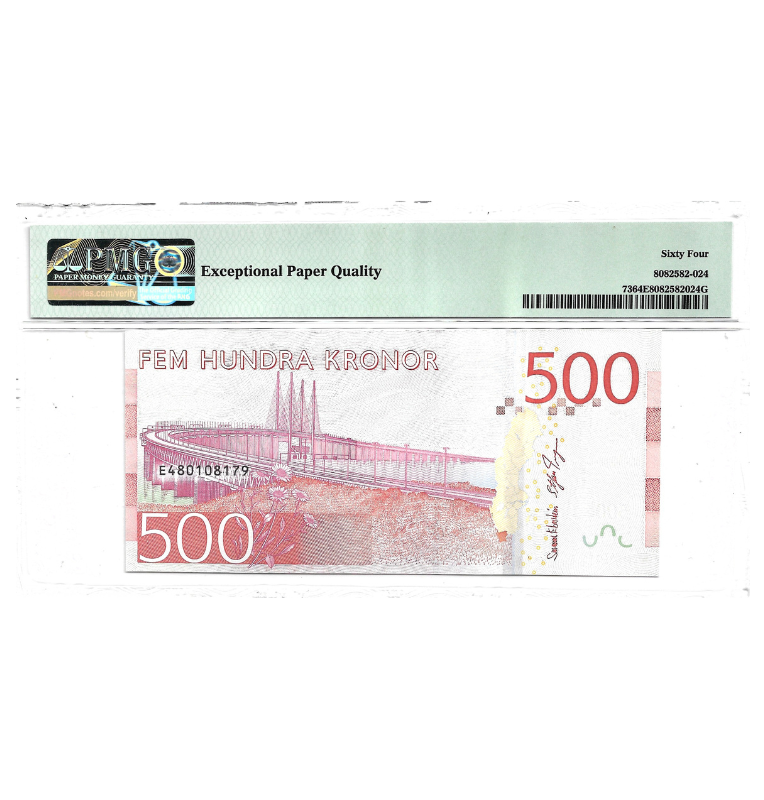 Suecia 500 Coronas 2016 ND Pick 73 Certificado EPQ 64