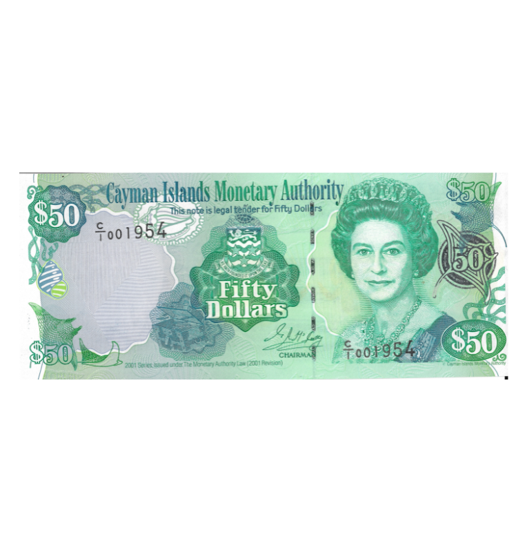 Islas Caimán 50 Dolars 2001 Pick 29a