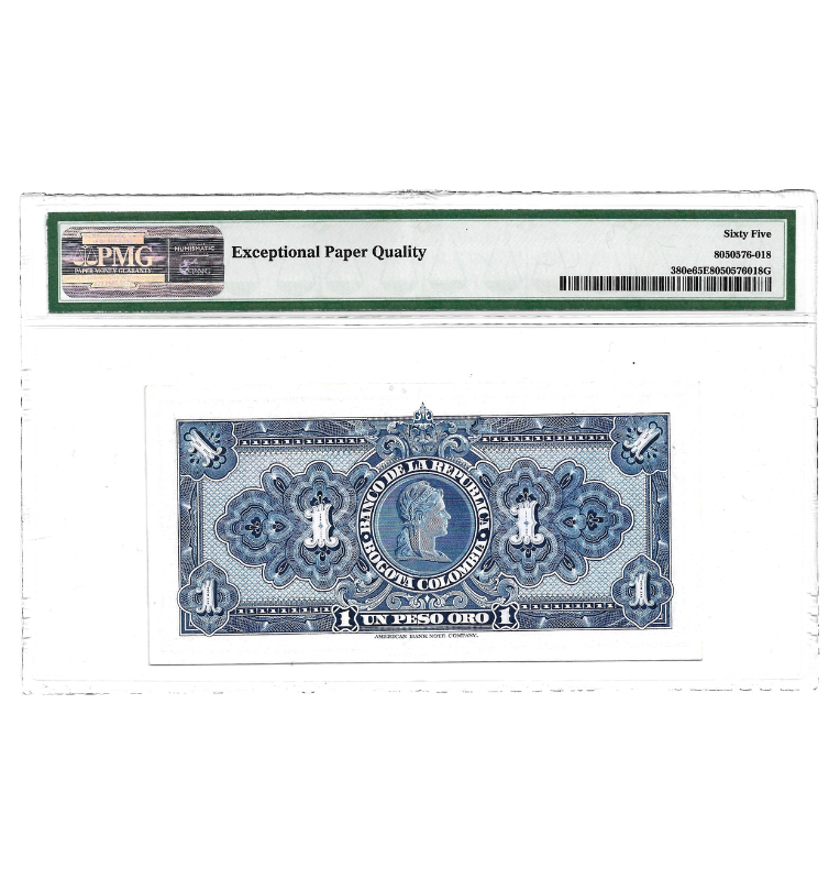 Colombia 1 Peso Oro 1947 Certificado 65EPQ