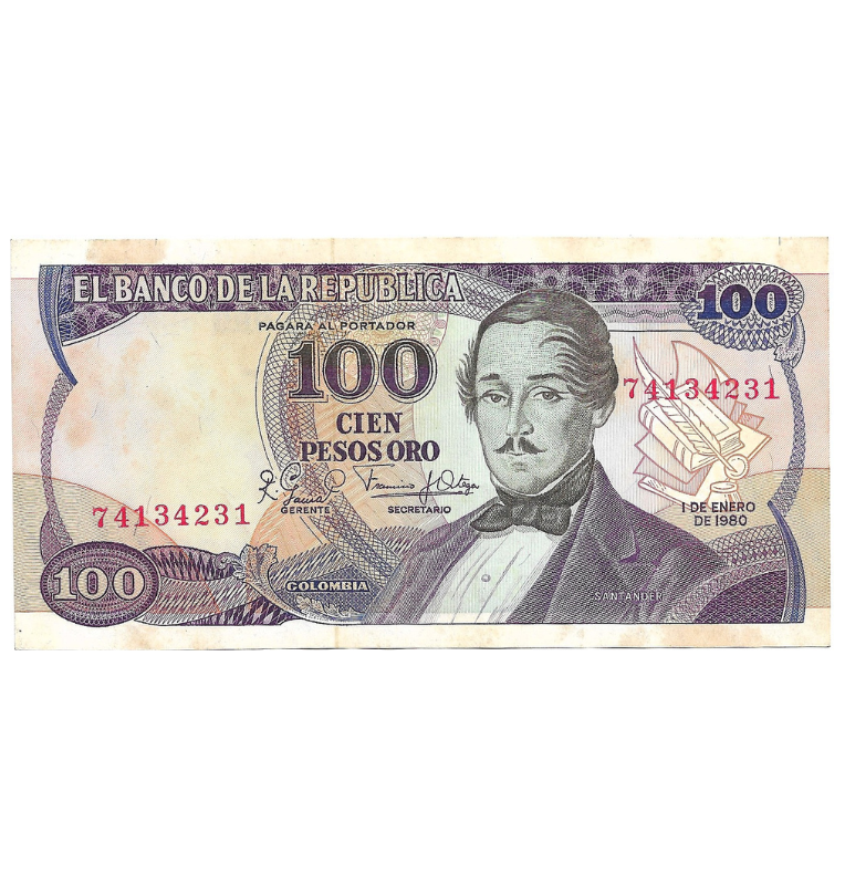 Colombia 100 Pesos Oro 1980 NO UNC
