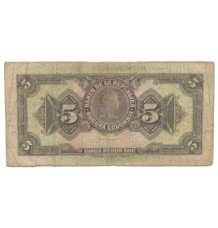Colombia 5 Pesos Oro 1949 NO UNC