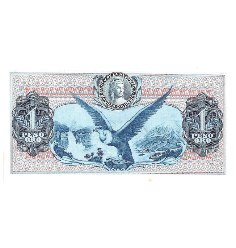 Colombia 1 Peso Oro 1 Enero 1977. Tiene manchas pequeñas
