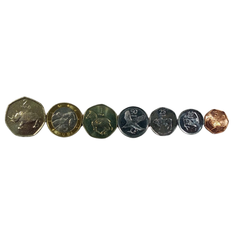 Set Botsuana 5,10,25,50 Thebe 1,2,5 Pula 1991-2008