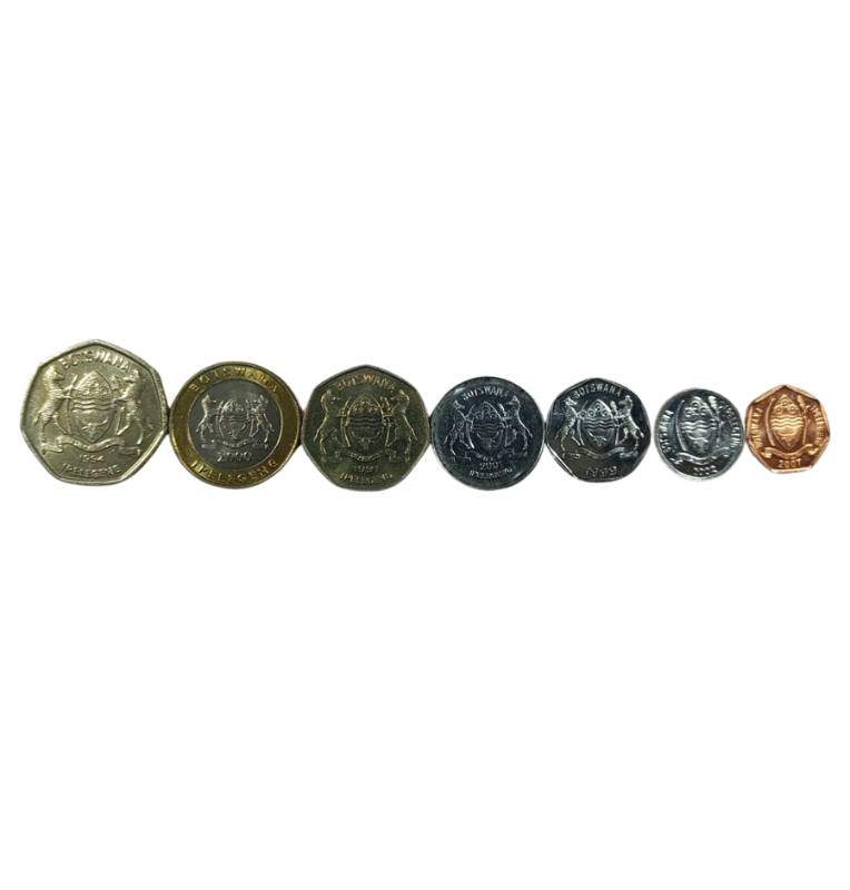 Set Botsuana 5,10,25,50 Thebe 1,2,5 Pula 1991-2008