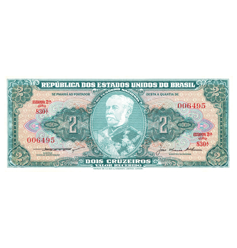Brasil 2 Cruzeiros 1956-1958 Pick 157Ac