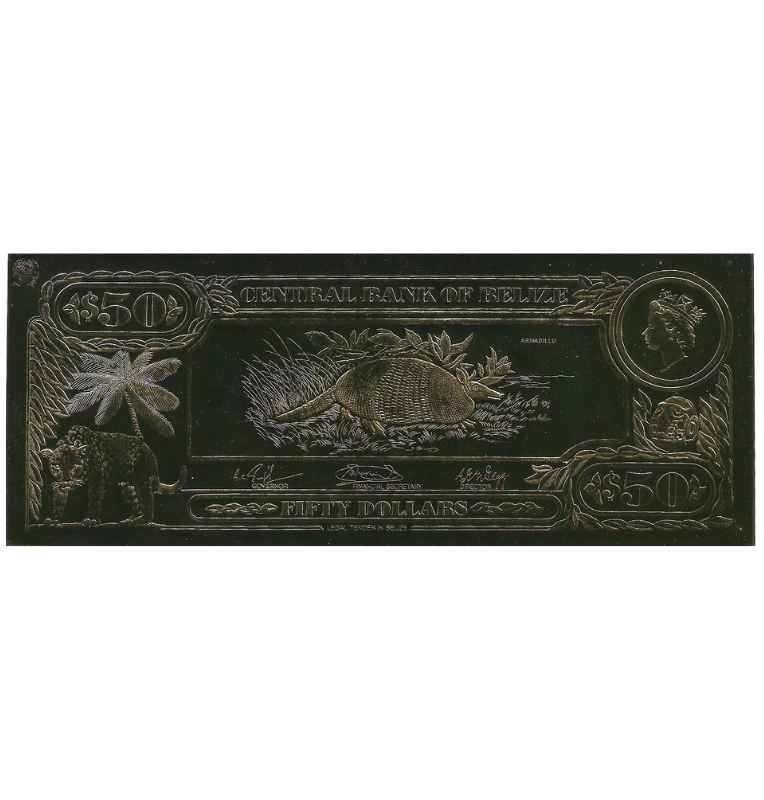 Belize 10 Dollars 1984 (Gold Rolled) 4-digit serial number