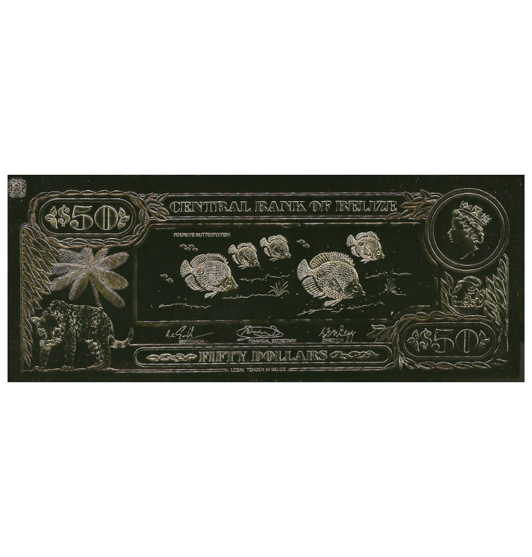 Belize 10 Dollars 1984 (Gold Rolled) 4-digit serial number