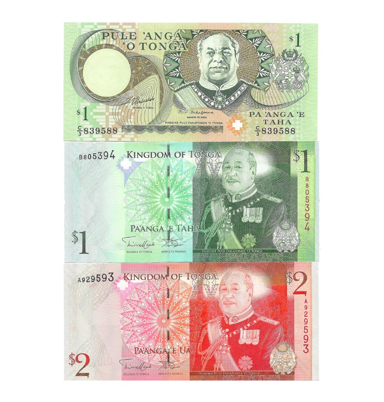 Tonga set de 3 billetes