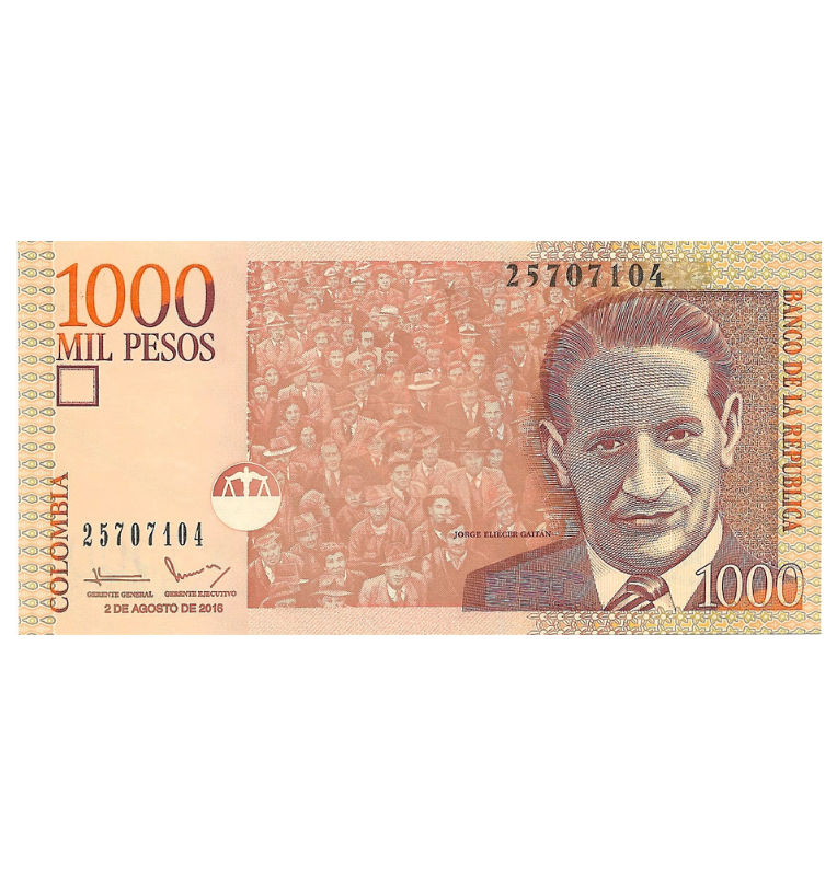 Colombia 1.000 Pesos 2 agosto 2016