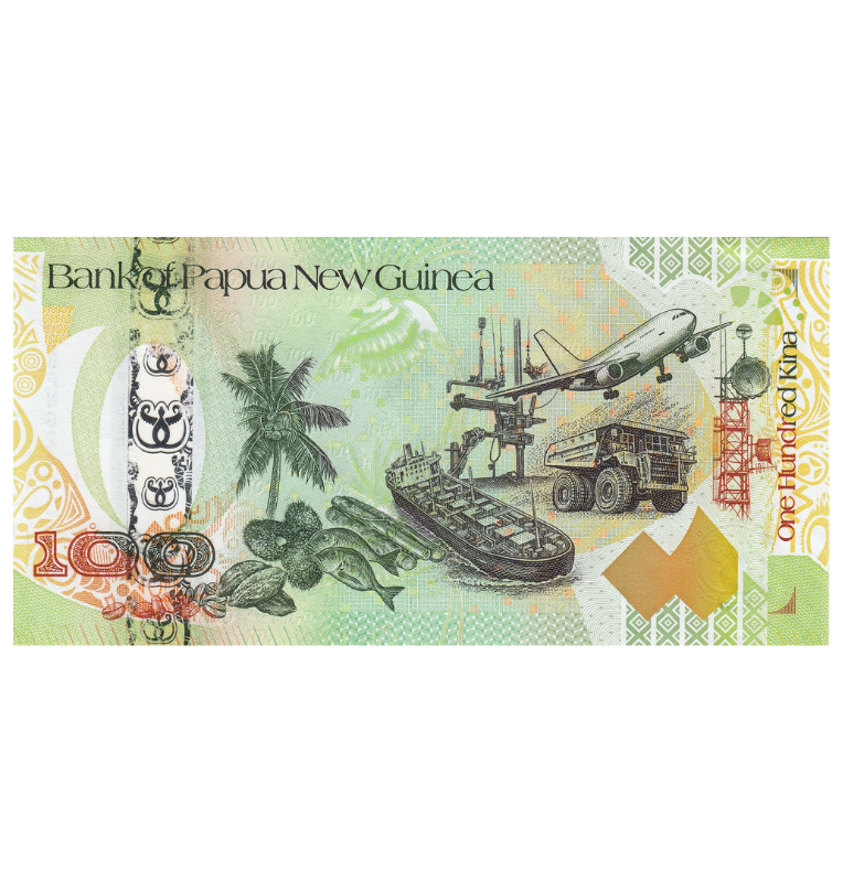 Papua Nueva Guinea 100 Kina 2008 Emisión conmemorativa 35 aniversario del Banco de Papúa Nueva Guinea