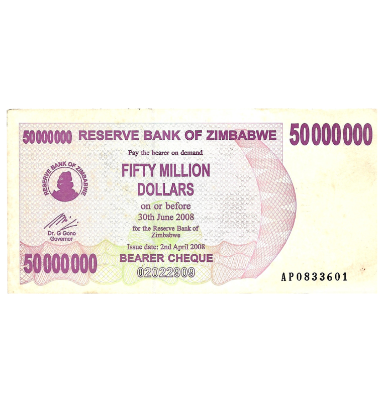 Zimbabue 50.000.000 Dólares 2008 Pick 57 NO UNC