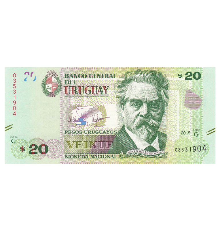 Uruguay 20 Pesos uruguayos 2015 Pick 93 Tiene manchas