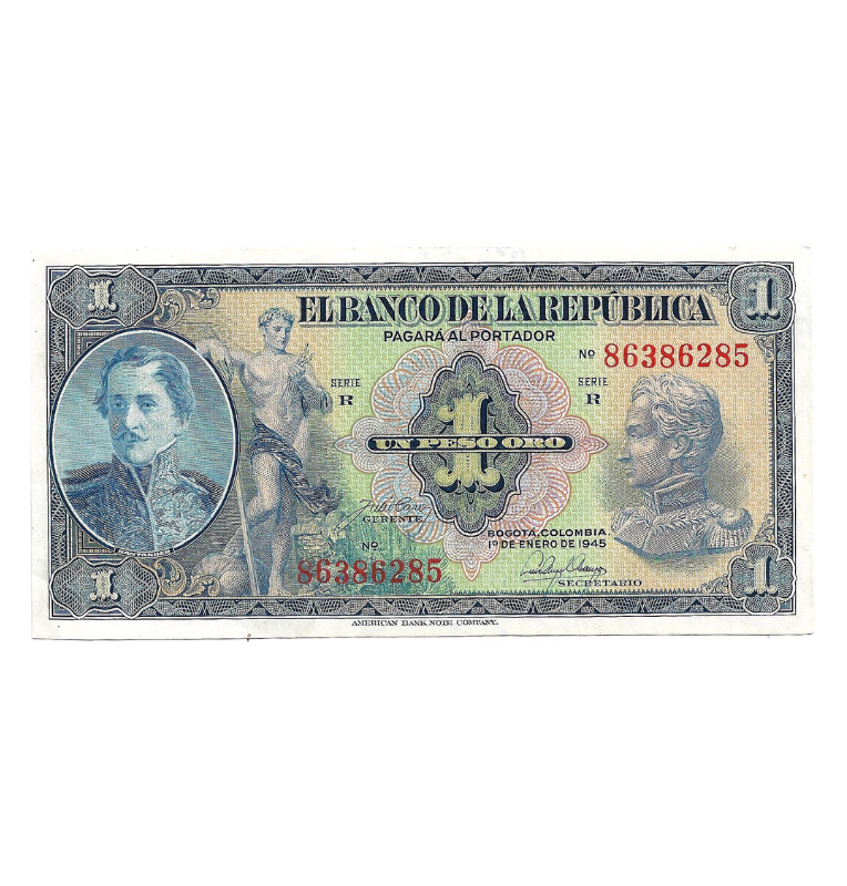 Colombia 1 Peso Oro 1945 NO UNC
