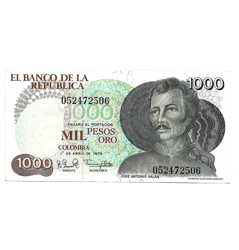 Colombia 1.000 Pesos Oro 1979 NO UNC