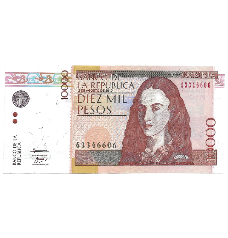 Colombia 10.000 Pesos 2 Agosto 2010