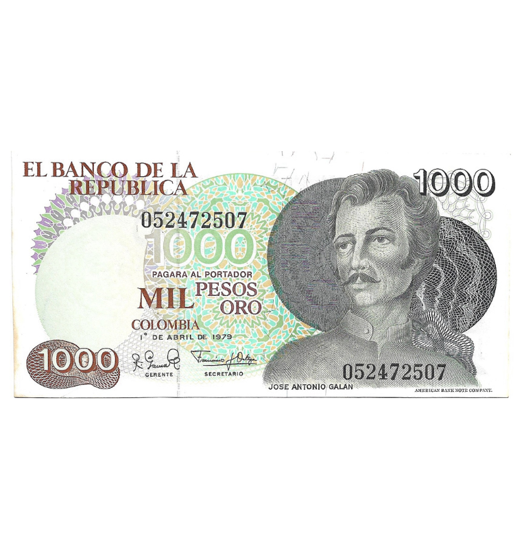Colombia 1.000 Pesos Oro 1979 NO UNC