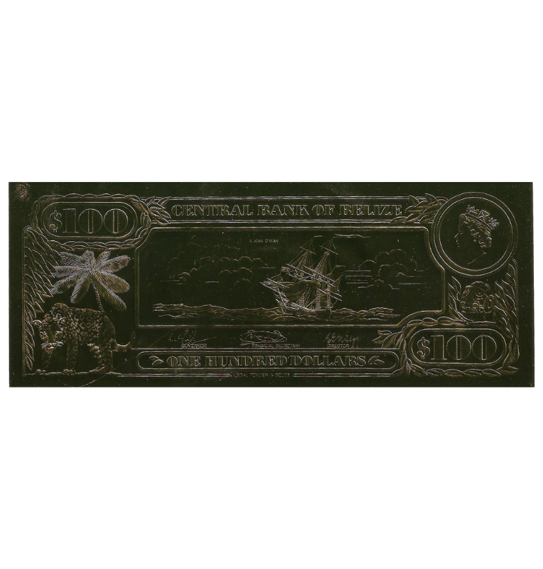 Belize 10 Dollars 1984 (Gold Rolled) 4-digit serial number