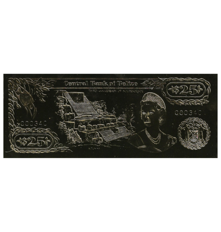 Belize 10 Dollars 1984 (Gold Rolled) 4-digit serial number