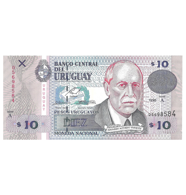 Uruguay 10 Pesos Uruguayos 1998 Pick 81a