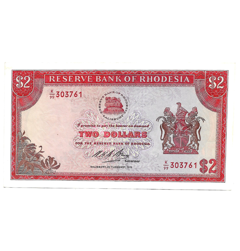 Rhodesia 2 Dólares 1975 Pick 31 NO UNC