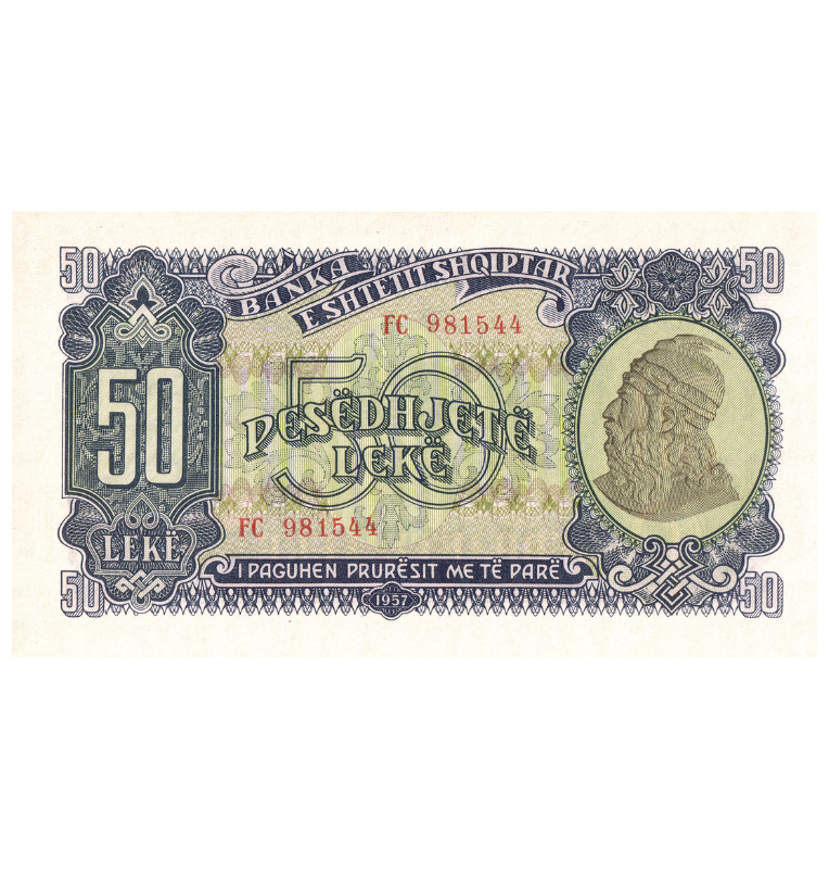 Albania 50 Lek 1957 Pick 29. Tiene manchas