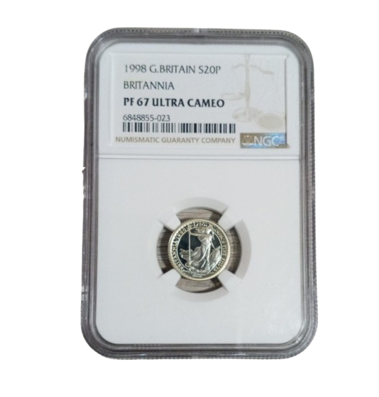 Reino Unido 20 Pence 1998 Certificada PF 67 Ultra Cameo