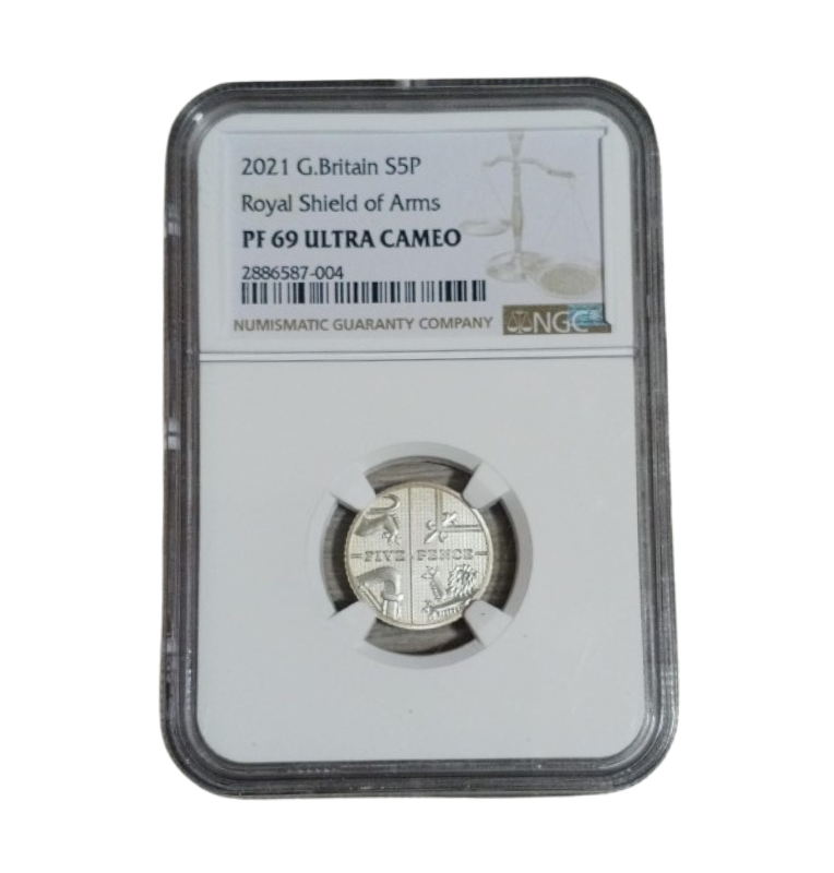 Reino Unido 5 Pence 2021 Certificada PF 69 Ultra Cameo