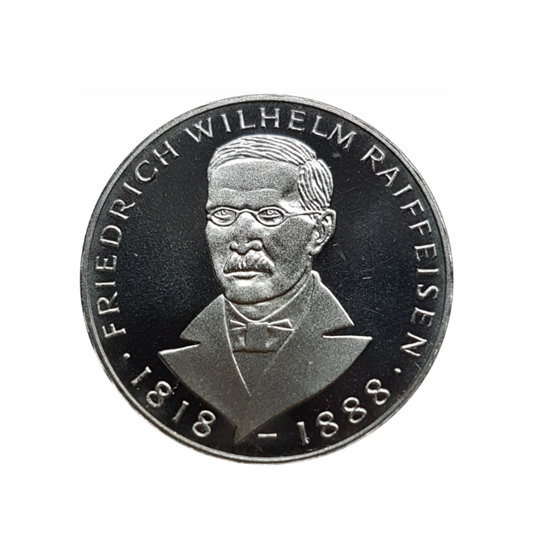Alemania  5 Marcos Año 1968 KM 121. Emisión conmemorativa 150 aniversario del nacimiento de Friedrich Wilhelm Raiffeisen