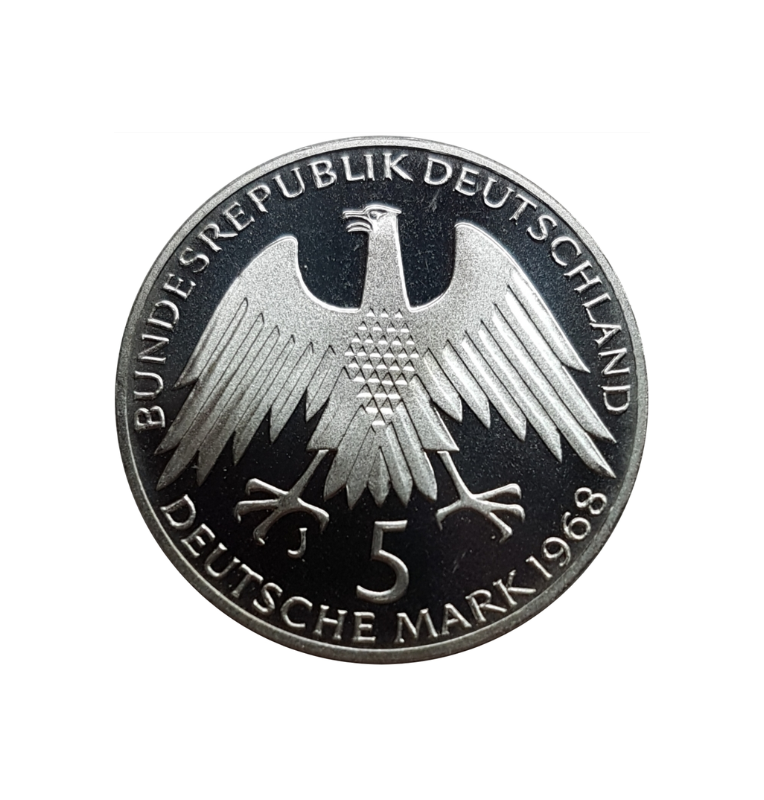 Alemania  5 Marcos Año 1968 KM 121. Emisión conmemorativa 150 aniversario del nacimiento de Friedrich Wilhelm Raiffeisen