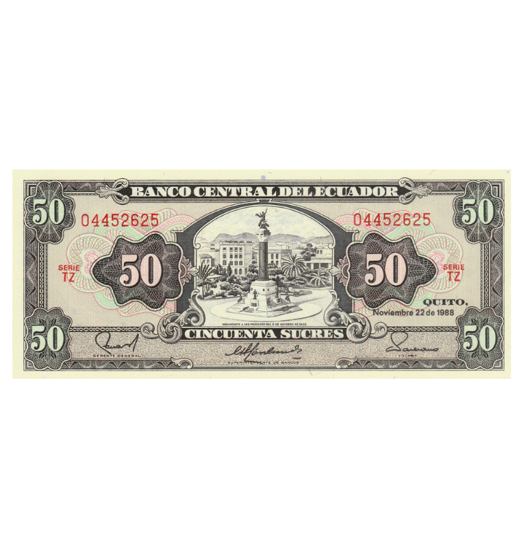 Ecuador 50 Sucres 1988 Pick 122a