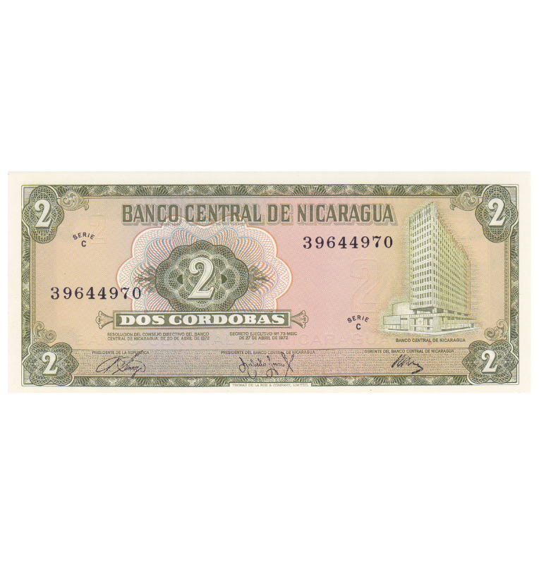 Nicaragua 2 Córdobas 1972 Pick 121