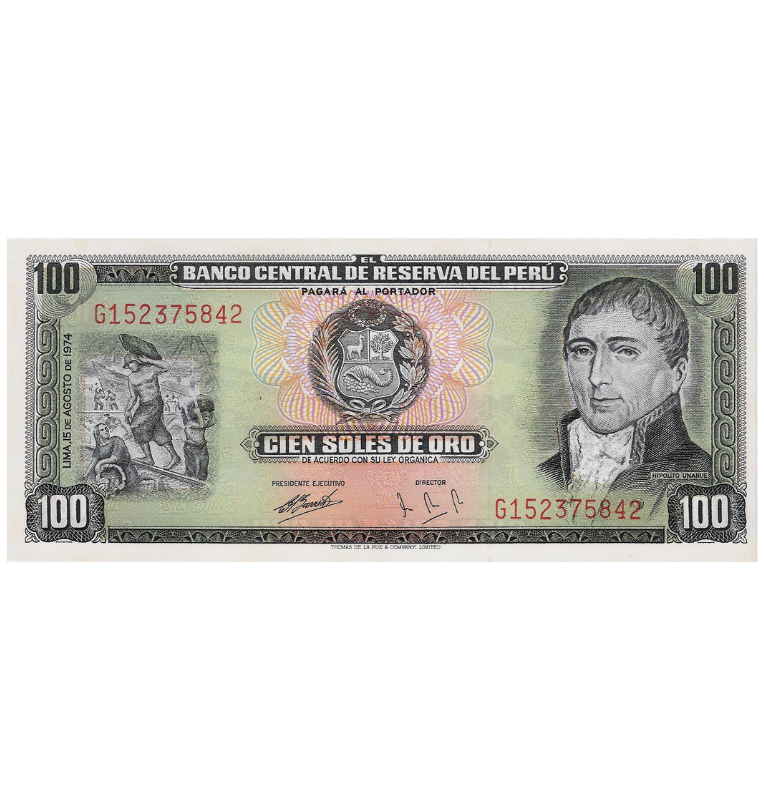 Perú 100 Soles de Oro 1970-1975 Pick 102c NO UNC