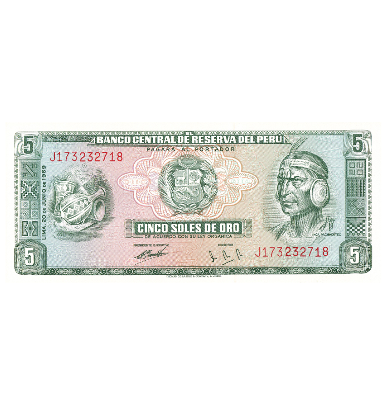 Perú 5 Soles de Oro 1970-1973 Pick 92 NO UNC