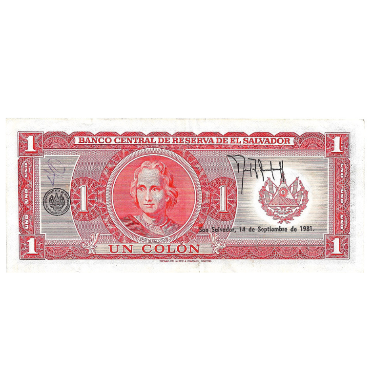 El Salvador 1 Colon 1978 NO UNC