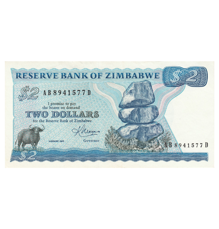 Zimbabue 2 Dólares 1983 Pick 1. NO UNC