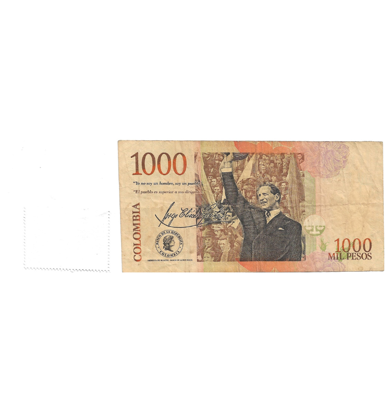 Colombia 1.000 Pesos 2015 NO UNC . Estampilla visita  Papa Francisco 2017