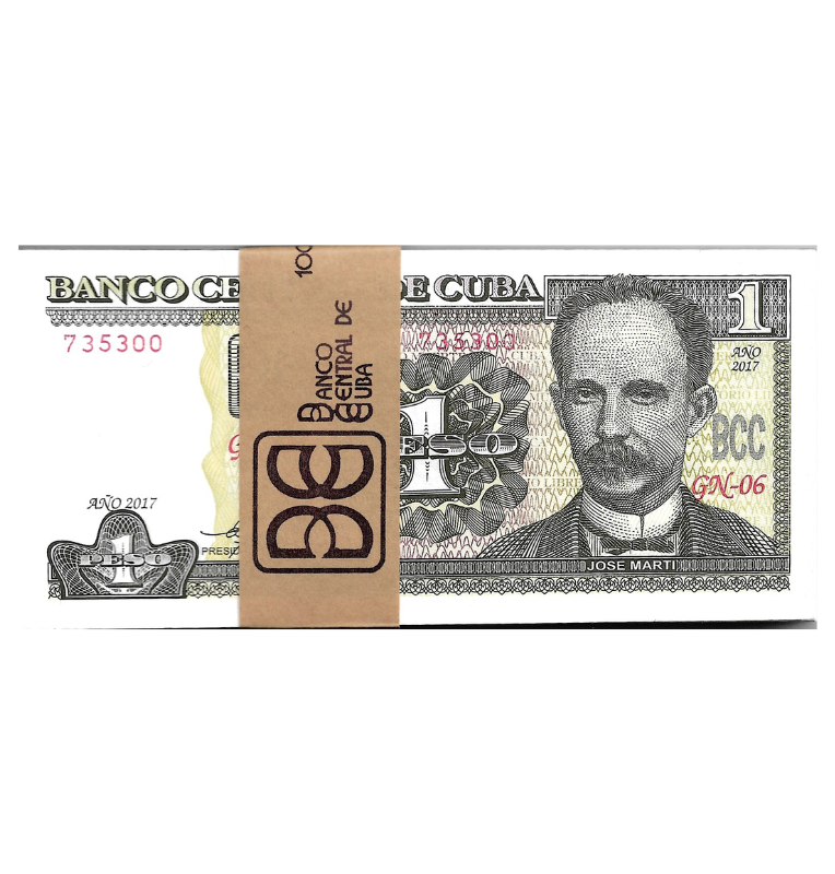 Cuba 1 Peso 2017 Fajo consecutivo