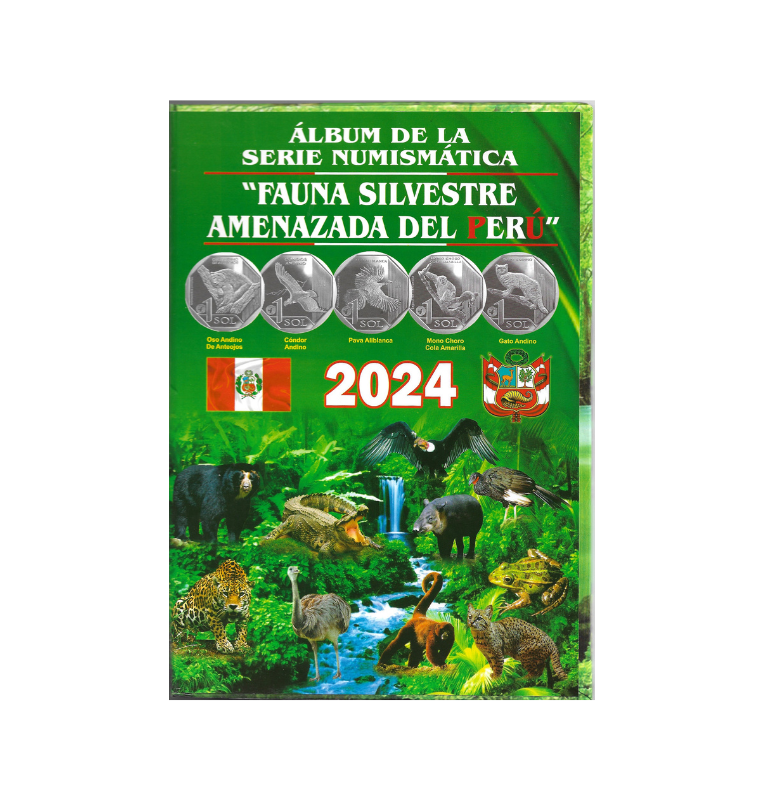 Álbum de la serie numismática "Fauna Silvestre Amenaza del Perú"